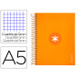 Cuaderno espiral a5 micro antartik tapa forrada120h 90 gr cuadro 5mm 5 bandas6 taladros color mostaza