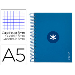 Cuaderno espiral a5 micro antartik tapa forrada120h 90 gr cuadro 5mm 5 bandas6 taladros color azul oscuro scuro