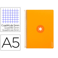 Cuaderno espiral liderpapel a5 antartik tapa dura 80h 100 gr cuadro 5mm con margen color mostaza