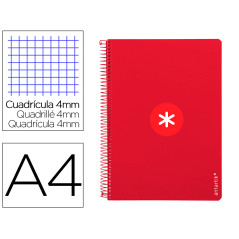 Cuaderno espiral a4 antartik tapa dura 80h 90gr cuadro 4mm con margen color frambuesa