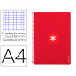 Cuaderno espiral a4 antartik tapa dura 80h 90gr cuadro 4mm con margen color frambuesa