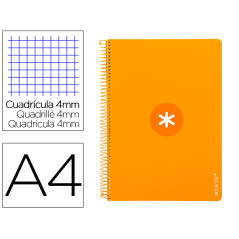 Cuaderno espiral a4 antartik tapa dura 80h 90gr cuadro 4mm con margen color mostaza