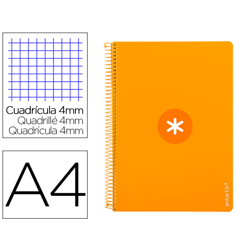 Cuaderno espiral liderpapel a4 antartik tapa dura 80h 90gr cuadro 4mm con margen color mostaza