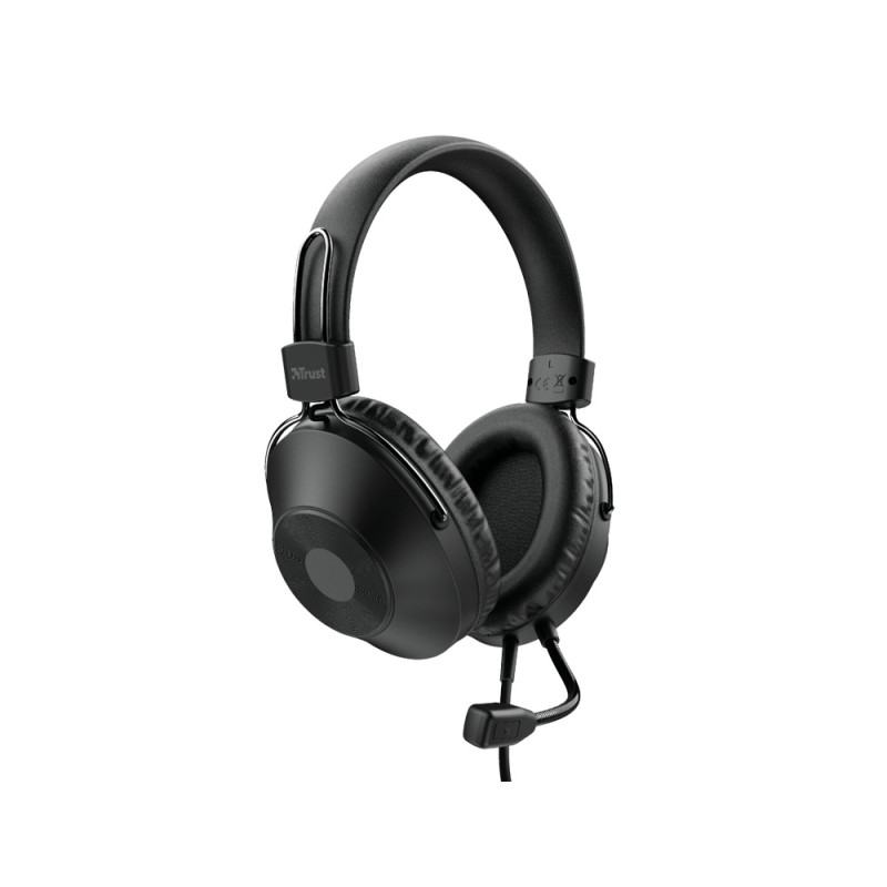 Auricular trust hs-250 con microfono ajustable usb 2,0 longitud cable 2 mt color negro