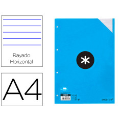 Recambio antartik a4 100 hojas 100g/m2 rayado horizontal 4 taladros bandas de 5 colores