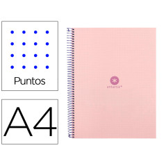 Cuaderno espiral liderpapel a4 micro antartik dots tapa forrada 80h 90 gr rayado puntos 1 banda 4 taladros rosa