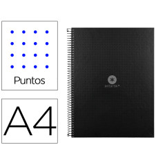 Cuaderno espiral a4 micro antartik dots tapa forrada 80h 90 gr rayado puntos 1 banda 4 taladros negro