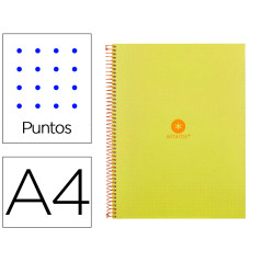 Cuaderno espiral a4 micro antartik dots tapa forrada 80h 90 gr rayado puntos 1 banda 4 taladros amarillo lo