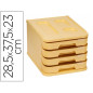 Fichero cajones de sobremesa faibo plastico 100% reciclable 4 cajones amarillo pastel 28,5x37,5x23 cm