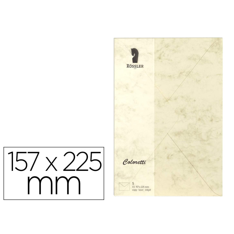 Sobre rossler coloretti c5 color marmol crema 157x225 mm pack de 5 unidades