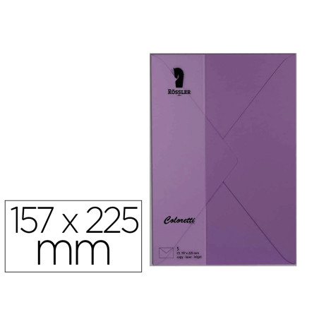 Sobre rossler coloretti c5 color lila 157x225 mm pack de 5 unidades