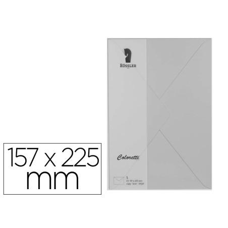 Sobre rossler coloretti c5 color gris claro 157x225 mm pack de 5 unidades