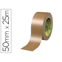 Cinta adhesiva tesa eco papel ultrafuerte color kraft 25 mt x 50 mm para embalaje