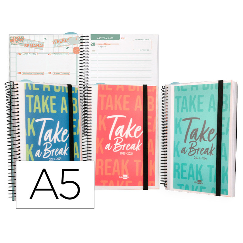 Agenda escolar liderpapel curso 23-24 college classic din a5 bilingue dia pagina polipropileno personalizable Agenda escolar liderpapel curso 23-24 college classic din a5 bilingue dia pagina polipropileno personalizable
