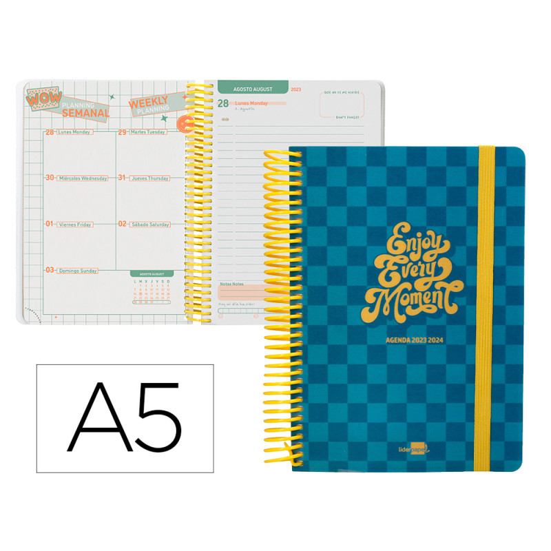 Agenda escolar liderpapel curso 23-24 college basic din a5 bilingue dia pagina espiraltapa polipropileno azul Agenda escolar liderpapel curso 23-24 college basic din a5 bilingue dia pagina espiraltapa polipropileno azul