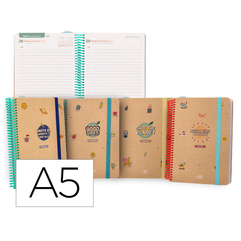 Agenda escolar liderpapel curso 23-24 classic din a5 tetralingue dia pagina espiral cierre con goma Agenda escolar liderpapel curso 23-24 classic din a5 tetralingue dia pagina espiral cierre con goma