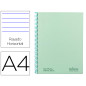 Cuaderno espiral navigator a4 tapa dura 80h 80gr horizontal con margen menta