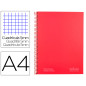 Cuaderno espiral navigator a4 micro tapa forrada 120h 80gr cuadro 5mm 5 bandas 4 taladros color rojo