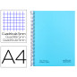 Cuaderno espiral navigator a4 micro tapa forrada 120h 80gr cuadro 5mm 5 bandas 4 taladros color celeste