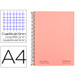 Cuaderno espiral navigator a4 micro tapa forrada 80h 80gr cuadro 5mm 1 banda color coral