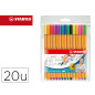 Rotulador stabilo punta de fibra point 88 estuche de 15 unidades colores surtidos + 5 colores neon