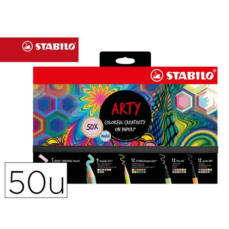 Set stabilo creativo arty line pastel 50 unidades surtidas