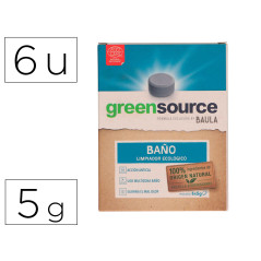 Limpiador de baños bunzl greensource ecologico pastilla de 5 gr paquete de 6 unidades