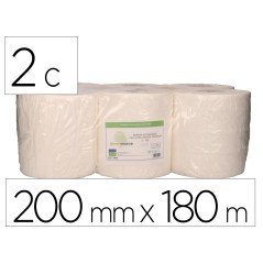 Papel secamanos bunzl greensource 2 capas celulosa blanca 200 mm x 180 mt paquete de 6 rollos