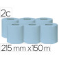 Papel secamanos bunzl greensource 2 capas celulosa reciclada azul 215 mm x 150 mt paquete de 6 rollos
