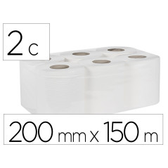 Papel secamanos bunzl greensource 2 capas celulosa blanca 200 mm x 150 mt paquete de 6 rollos