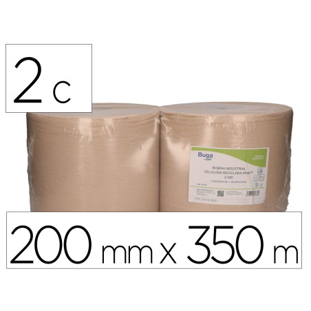 Papel secamanos bunzl greensource nature 2 capas celulosa reciclada kraft 200 mm x 350 mt paquete de 2