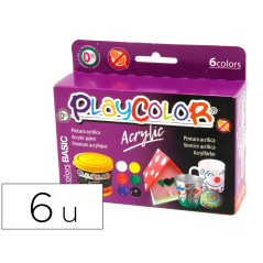 Pintura acrilica playcolor acrylic basic 40 ml caja de 6 unidades colores surtidos