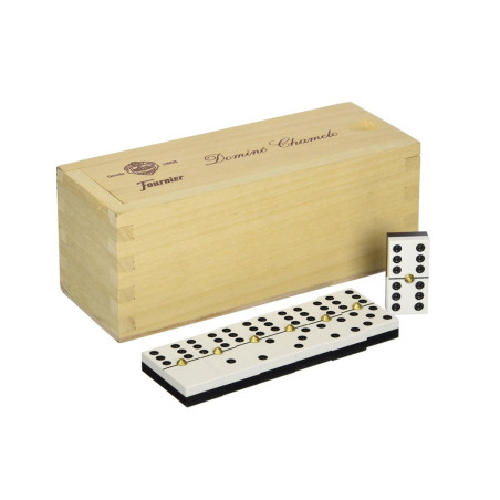Domino chamelo fournier ficha celuloide en caja de madera