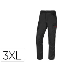Pantalon de trabajo deltaplus con cintura elastica 7 bolsillos color gris-rojo talla 3xl