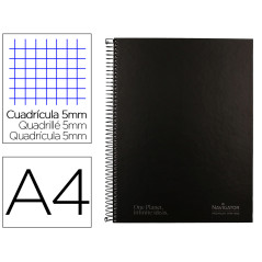 Cuaderno espiral navigator a4 micro tapa forrada 80h 80 gr cuadro 5mm 1 banda color negro