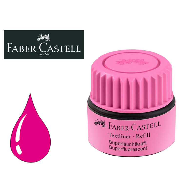 Tinta rotulador faber castell textliner fluorescente 1549 con sistema capilar color rosa bote 30 ml