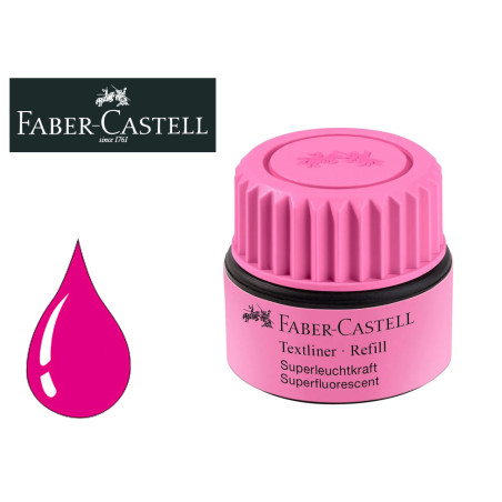 Tinta rotulador faber castell textliner fluorescente 1549 con sistema capilar color rosa bote 30 ml