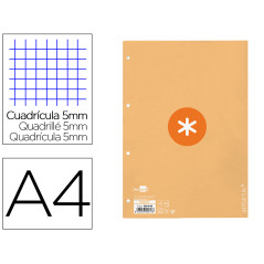 Recambio a4 antartik 80 hojas 90g/m2 cuadro 5mm 4 taladros 1 banda con marco color peach