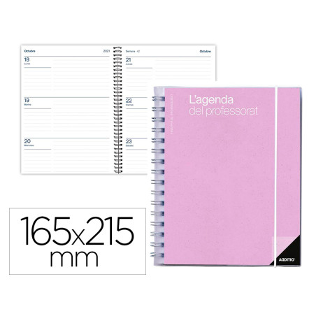 Agenda del profesorado additio semana vista evaluacion y hojas para anotaciones 208 paginas color lila catalan