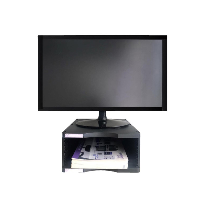 Soporte archivo 2000 para monitor poliester 100% reciclado compartimento a4 y folio negro 360x300x145 mm