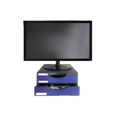 Soporte archivo 2000 para monitor poliester 100% reciclado 2 cajones a4 y folionegro/azul 360x300x145 mm