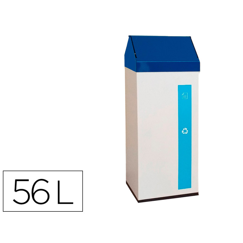 Papelera metalica sie para reciclaje con tapa balanceo 56 litros 830x315x260 mm