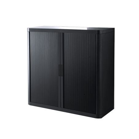 Armario paperflow estructura de acero y poliestireno con 2 puertas correderas 1 m color negro