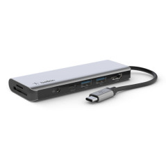 Adaptador belkin avc009btsgy hub usb-c 7 en 1 sd micro sd audio 2 x usb hdmi usb-c carga 100w