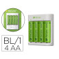 Cargador de pilar recargables gp aa/aaa incluye 4 pilas aa 2100 mah
