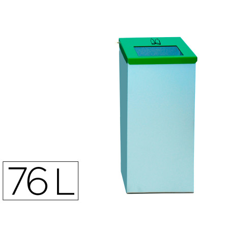 Contenedor papelera reciclaje con tapa abatible y aro interior capacidad 76 litros 81x36,5x26 cms