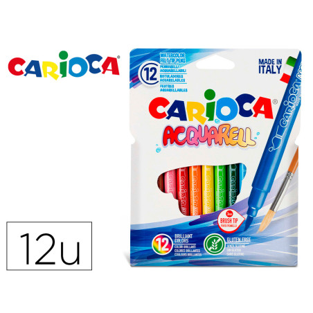 Rotulador carioca aquarelle punta de pincel caja de 12 unidades colores surtidos