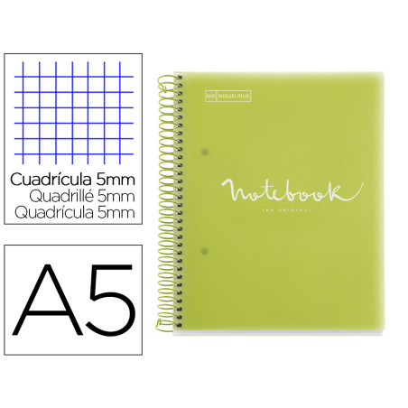 Cuaderno espiral miquelrius notebook 5 emotions tapa polipropileno din a5 microperforado 120 hojas