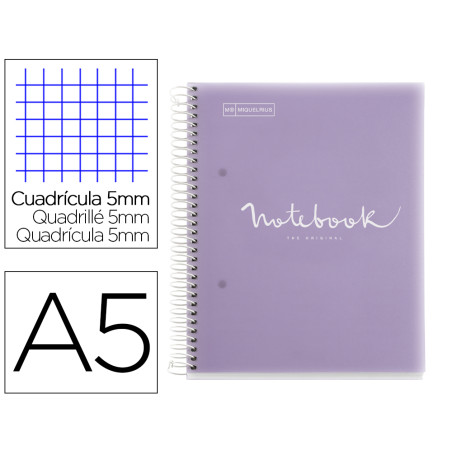 Cuaderno espiral miquelrius notebook 5 emotions tapa polipropileno din a5 microperforado 120 hojas