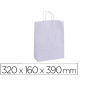 Bolsa kraft apli blanco asa retorcida 320x160x390 mm paquete de 50 unidades